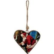 Clayre & Eef Kersthanger 13x2x13 cm Rood Hout Hartvormig Kerstman