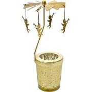 Clayre & Eef Waxinelichthouder Ø 8x17 cm Goudkleurig Glas Metaal Engel...