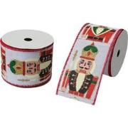 Clayre & Eef Kerstlint 63 mm x 5 m Wit Synthetisch