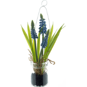 Muscari in glass pot w/hanger blue 18 cm kunstbloem