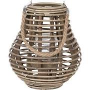 Clayre & Eef Windlicht  Ø 26x28 cm Bruin Hout Rond Kaarsenhouder