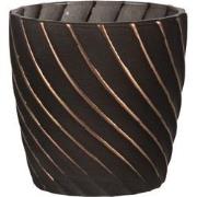 Clayre & Eef Theelichthouder  Ø 7x7 cm Zwart Glas Rond Waxinelichthoud...