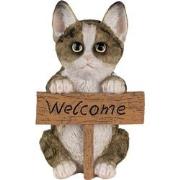 Clayre & Eef Beeld Kat 12x9x19 cm Bruin Polyresin Welcome Woonaccessoi...