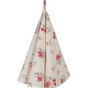 Clayre & Eef Theedoek  Ø 80 cm Beige Katoen Rond Rozen Keukenhanddoek