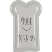Clayre & Eef Ontbijtbord  10x17 cm Wit Keramiek Good morning Bord
