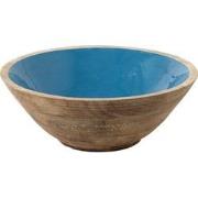 Clayre & Eef Decoratie schaal  Ø 25x10 cm Blauw Bruin Hout Serveerscha...