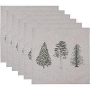 Clayre & Eef Servetten Katoen Set van 6  40x40 cm Beige Groen Vierkant...