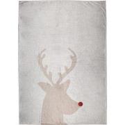 Clayre & Eef Plaid  130x170 cm Beige Polyester Rendier Deken