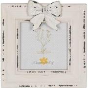 Clayre & Eef Fotolijst  10x10 cm Wit Houtproduct Fotokader