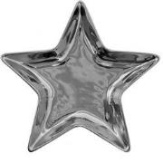 Clayre & Eef Decoratie schaal Ster 20x19 cm Zilverkleurig Keramiek Kaa...