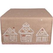 Clayre & Eef Tafelloper 50x140 cm Bruin Katoen Gingerbread house