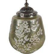 Clayre & Eef LED Lantaarn Ø 13x19 cm Groen Glas