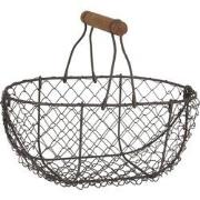 Clayre & Eef Opbergmand  24x16x11/23 cm Bruin Ijzer Rond Mand