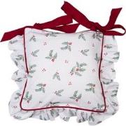 Clayre & Eef Kussenhoes Stoelkussen  40x40 cm Wit Rood Katoen Vierkant...