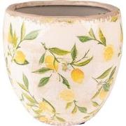 Clayre & Eef Bloempot  Ø 13x12 cm Geel Keramiek Citroen Bloempot binne...