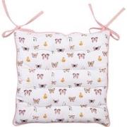 Clayre & Eef Stoelkussen Foam  40x40x4 cm Beige Roze Katoen Vlinders Z...