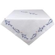 Clayre & Eef Tafelkleed  150x250 cm Wit Blauw Katoen Rechthoek Vissen ...