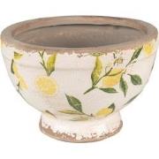 Clayre & Eef Bloempot  Ø 17x11 cm Geel Keramiek Citroen Bloempot binne...