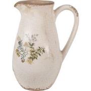 Clayre & Eef Decoratie Kan  17x13x22 cm Beige Geel Keramiek Bloemen Sc...
