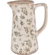 Clayre & Eef Decoratie Kan  15x10x19 cm Groen Beige Keramiek Bloemen W...