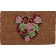 Clayre & Eef Deurmat 75x45 cm Bruin Kokosvezel PVC Bloemen Kokosmat