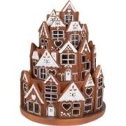 Clayre & Eef Gingerbread house met LED Ø 21x26 cm Bruin Kunststof Kers...