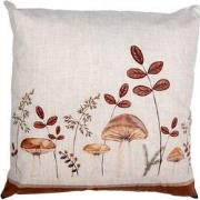 Clayre & Eef Kussenhoes 45x45 cm Beige Polyester Paddenstoelen Sierkus...