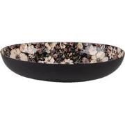 Clayre & Eef Decoratie schaal 34x27x7 cm Zwart Beige Metaal Ovaal Bloe...