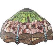 LumiLamp Lampenkap Tiffany  Ø 42x24 cm Rood Groen Glas Libelle Glazen ...