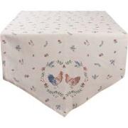 Clayre & Eef Tafelloper  50x160 cm Beige Blauw Katoen Kip en Haan Tafe...