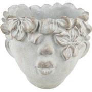 Clayre & Eef Bloempot Hoofd 12x10 cm Grijs Steen