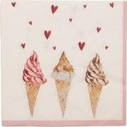 Clayre & Eef Servetten Papier Set van 20  33x33 cm (20) Beige Roze Pap...