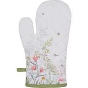 Clayre & Eef Ovenwant  18x30 cm Wit Katoen Bloemen
