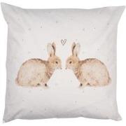 Clayre & Eef Kussenhoes  45x45 cm Wit Polyester Konijnen Sierkussenhoe...