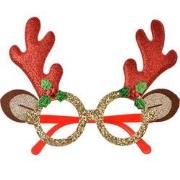 Clayre & Eef Kerstbril 19x3x15 cm Rood Goudkleurig Kunststof Kerstdeco...