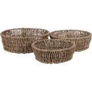 Clayre & Eef Opbergmand Set van 3 Bruin Zeegras Rond