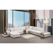 U Hoekbank Rechts Loop Beige - Met Hocker & Tafel