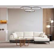 Moderne Hoekbank Rechts Eti Stof Wit - Zwart Houten Frame