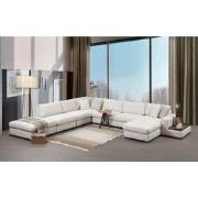 U Hoekbank Links Loop Beige - Met Hocker & Tafel