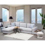 Hoekbank Links Loop Licht Grijs - Met Tafel Rechts