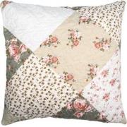 Clayre & Eef Kussenhoes 50x50 cm Groen Beige Polyester Bloemen Sierkus...