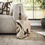 Bijzettafel Rond Brett Teakhout Boomstam White Wash Ø30 cm