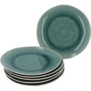 6 Ontbijtborden Aardewerk Esmee 22 cm groen  - Reactive Glazing