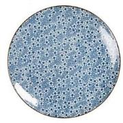 Clayre & Eef Ontbijtbord  Ø 21 cm Blauw Keramiek Rond Bloemen Bord