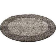 Tapijtenloods Basic Rond Shaggy Kader vloerkleed Taupe Hoogpolig- 120 ...