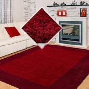 Tapijtenloods Basic Shaggy Kader vloerkleed Rood Hoogpolig- 80x250 CM