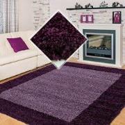 Tapijtenloods Basic Shaggy Kader vloerkleed Paars Hoogpolig- 160x230 C...