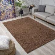 Loca Shaggy Vloerkleed – Modern Uni Effen – Bruin Hoogpolig & Zacht- 1...