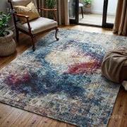 Tapijtenloods Picasso Heriz Vintage Vloerkleed Multi / Blauw Laagpolig...
