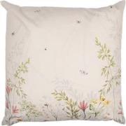 Clayre & Eef Kussenhoes  45x45 cm Beige Groen Polyester Bloemen Sierku...